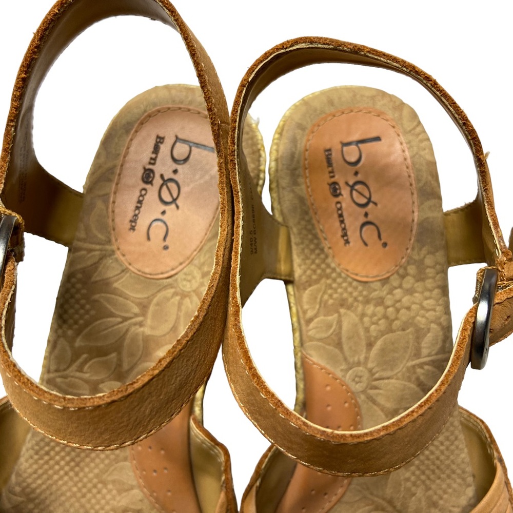 BOC Leather Crisscross Woven Strappy Wedge Sandals Tan Size 9 - Picture 2 of 16